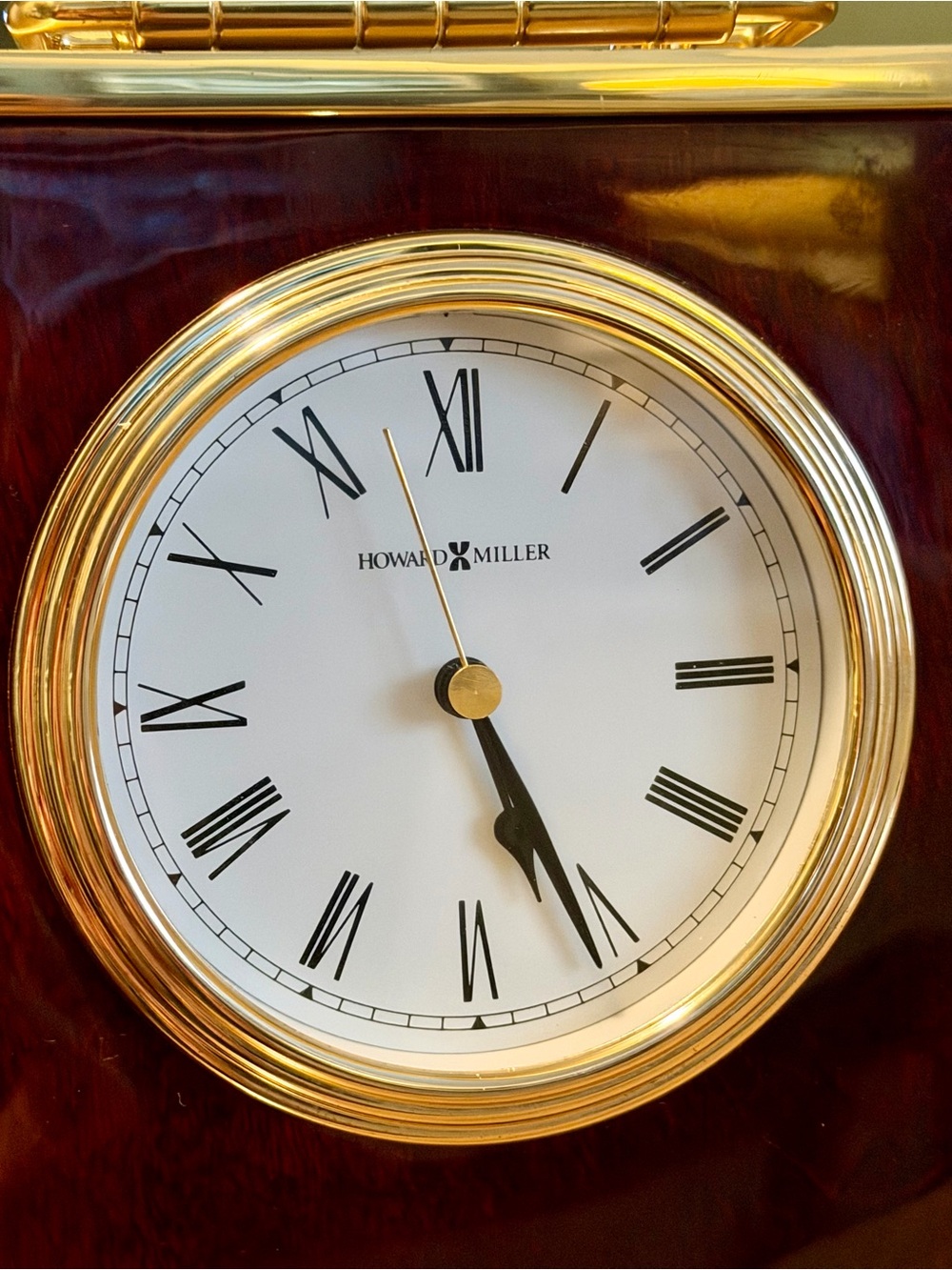 Howard Miller Rosewood Brass Tabletop Clock Vintage Style - Picture 2 of 11